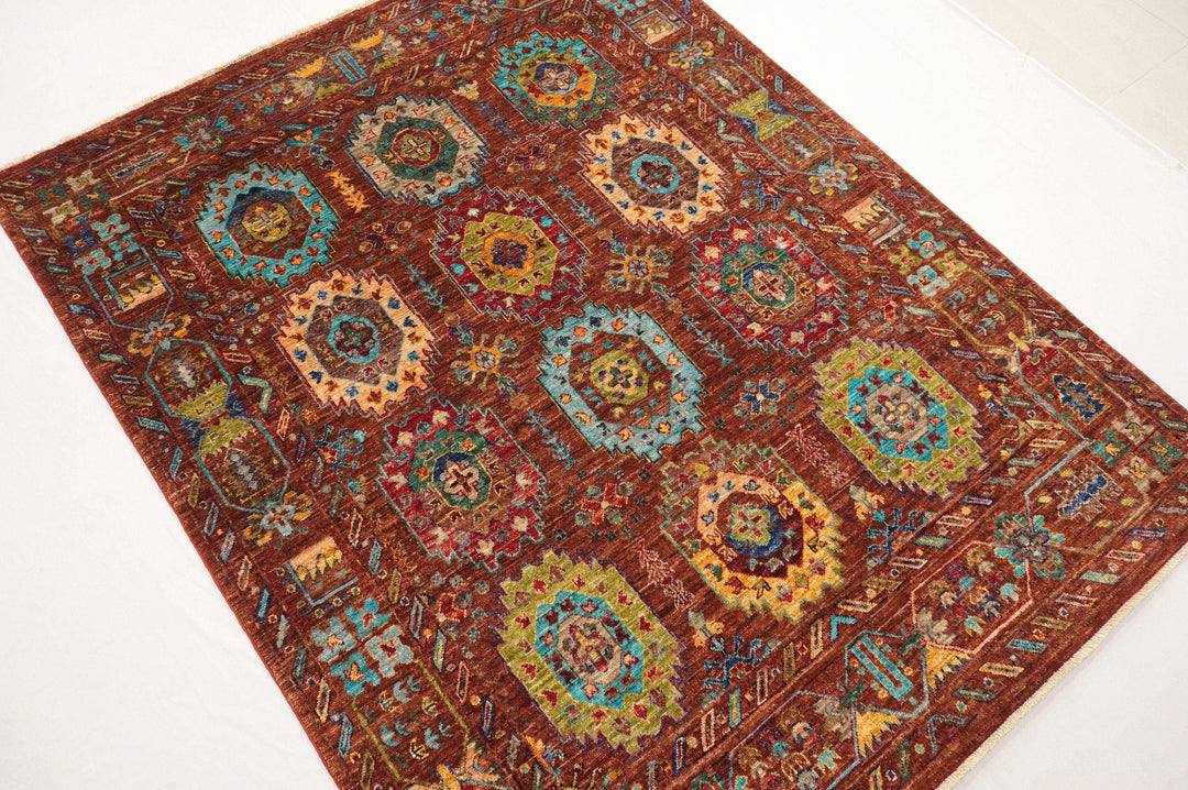 5x7 Tribal Brown Afghan Baluch Hand Knotted wool Boho Rug - Yildiz Rugs