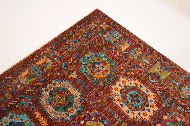 5x7 Tribal Brown Afghan Baluch Hand Knotted wool Boho Rug - Yildiz Rugs