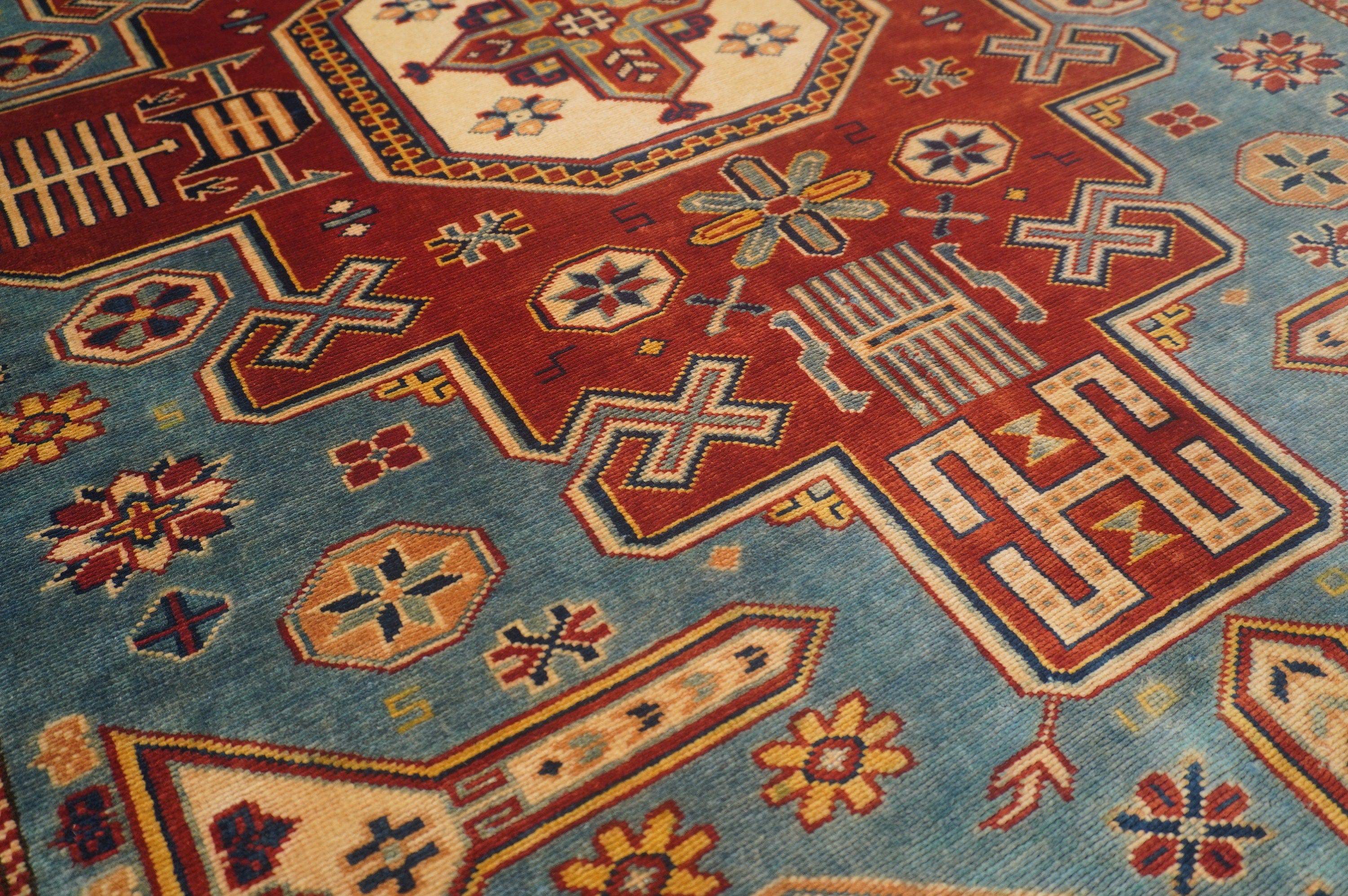 5x7 Turkish Blue Vintage Handmade Wool Rug - Yildiz Rugs