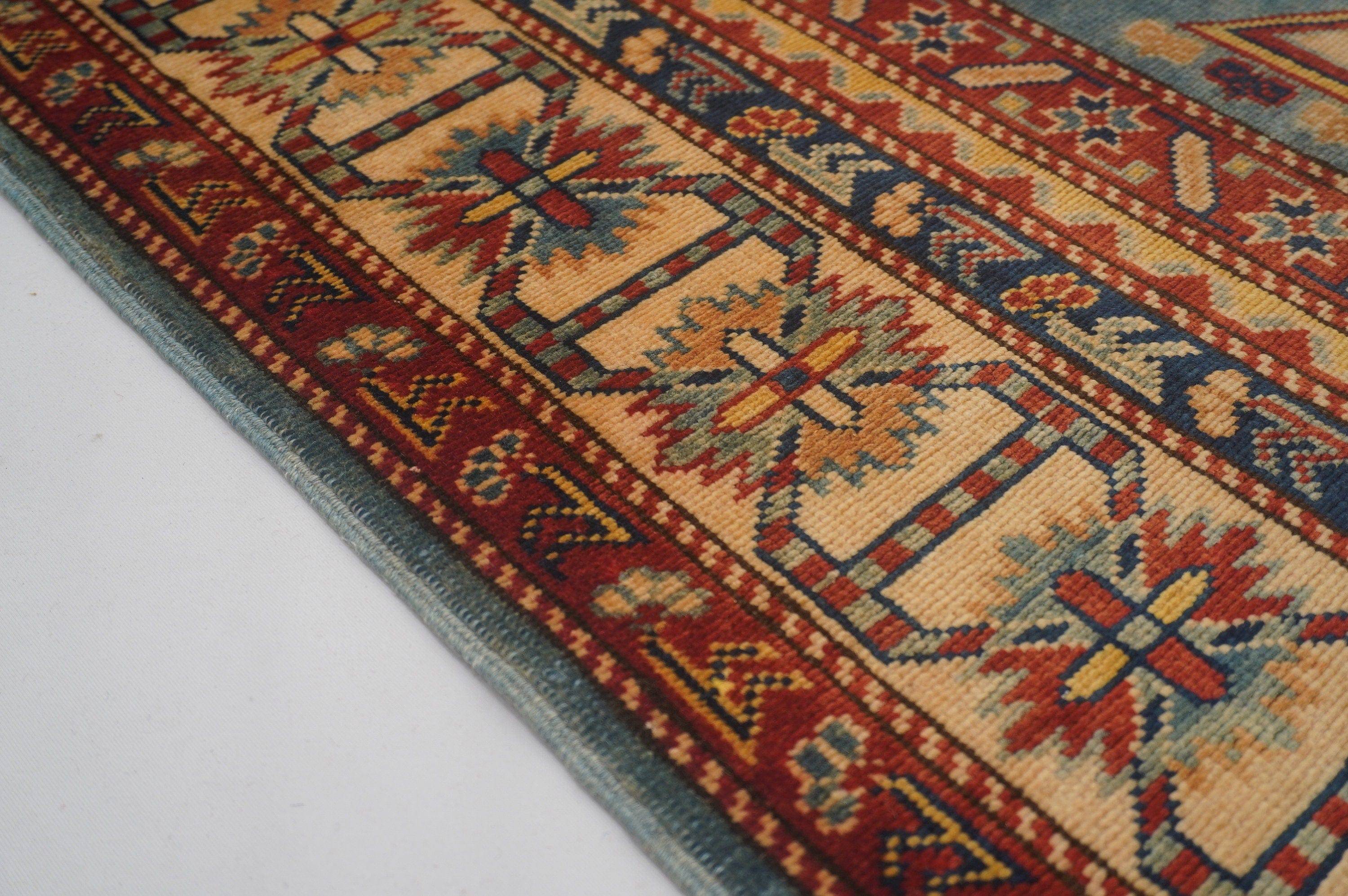 5x7 Turkish Blue Vintage Handmade Wool Rug - Yildiz Rugs