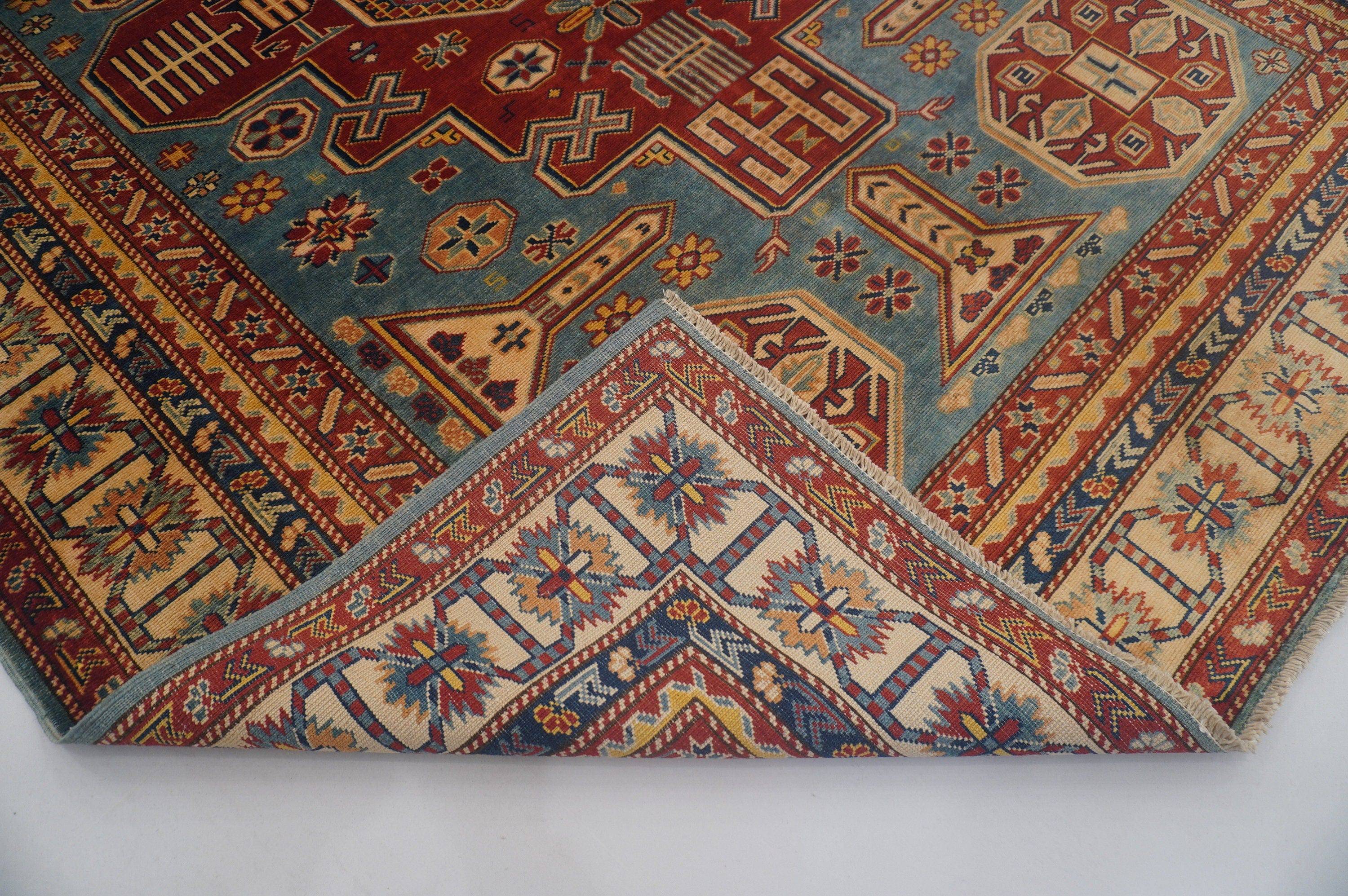 5x7 Turkish Blue Vintage Handmade Wool Rug - Yildiz Rugs