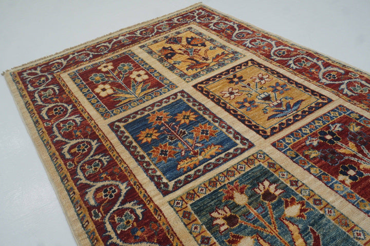 6 ft Bakhtiyar Beige Vintage Persian Garden Hand Knotted Runner Rug - Yildiz Rugs