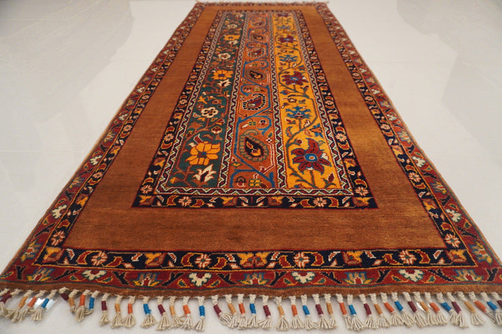 6 ft Brown Turkish Hand knotted wool Runner rug - Yildiz Rugs