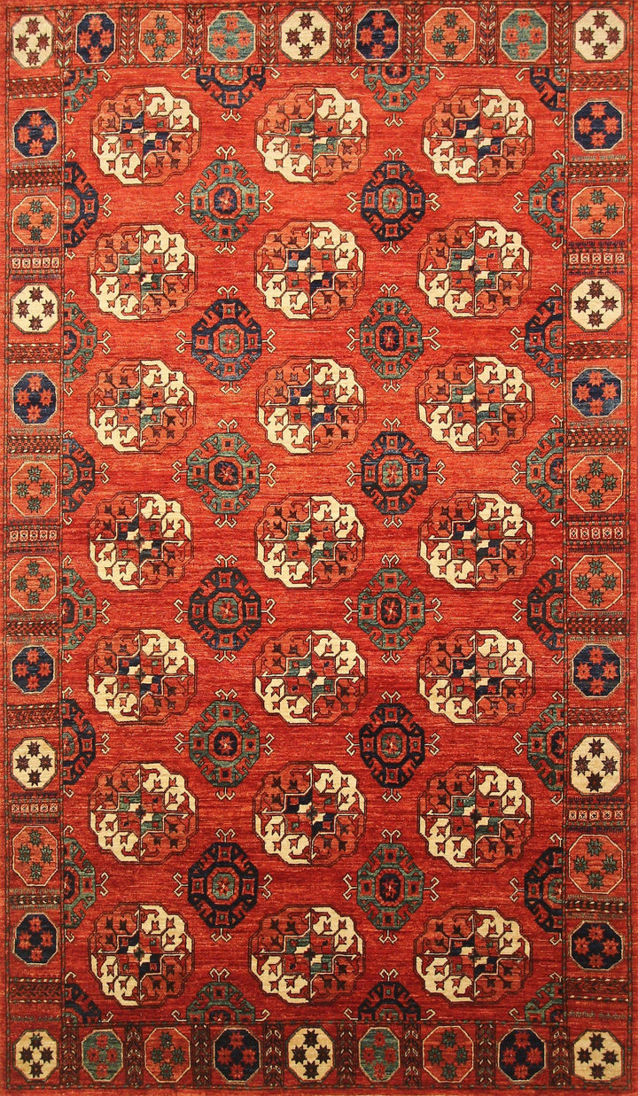 6x10 ft Tekke Red Turkmen Afghan Veg Dyes hand knotted Wool Area Rug - Yildiz Rugs