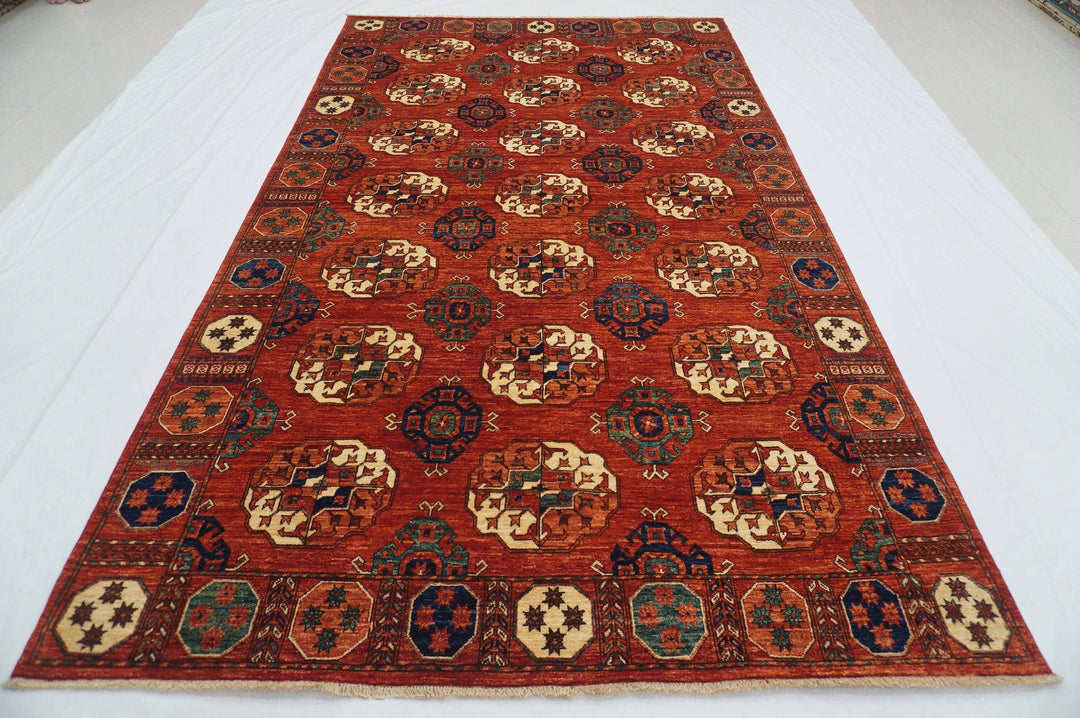 6x10 ft Tekke Red Turkmen Afghan Veg Dyes hand knotted Wool Area Rug - Yildiz Rugs