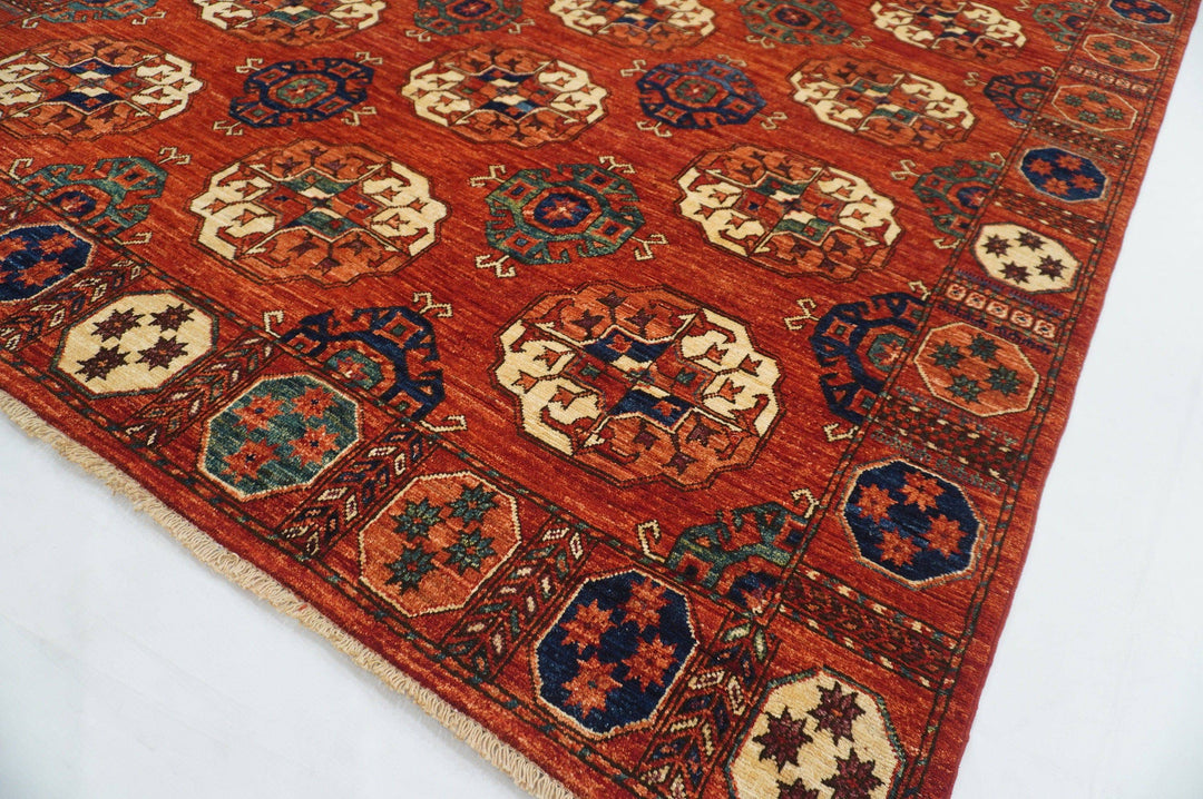 6x10 ft Tekke Red Turkmen Afghan Veg Dyes hand knotted Wool Area Rug - Yildiz Rugs