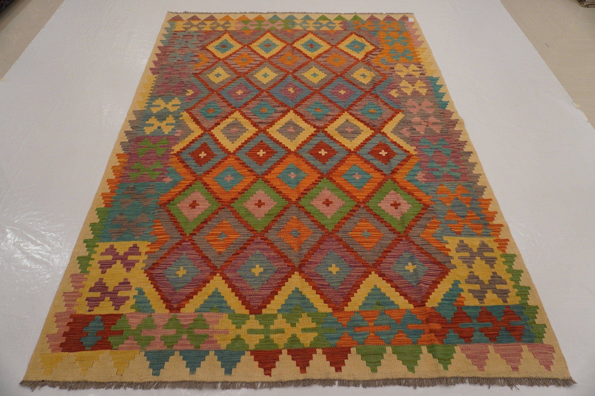 6x8 Oriental Red Afghan Hand Woven Wool Tribal Kilim Area Rug - Yildiz Rugs