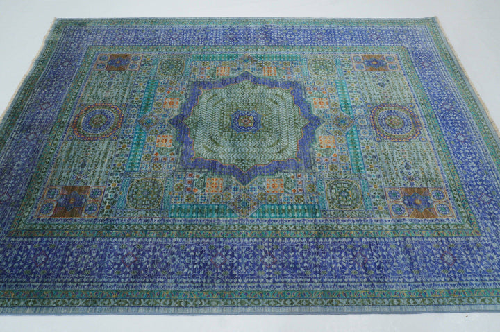 6x8 Soft Blue Mamluk Turkish Hand Knotted Medallion Area Rug - Yildiz Rugs