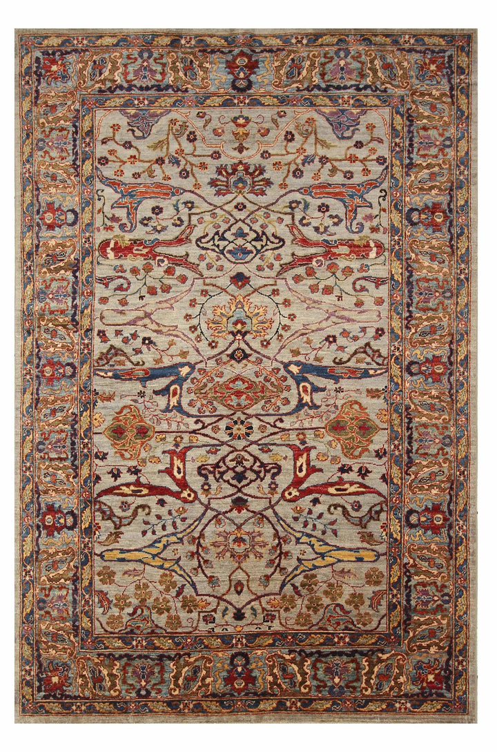 6x9 Gray Bidjar Afghan Hand knotted Wool Bohemian Area Rug - Yildiz Rugs