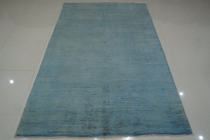 6x9 Overdyed Arctic Blue Handmade Plush wool Gabbeh Rug - Yildiz Rugs