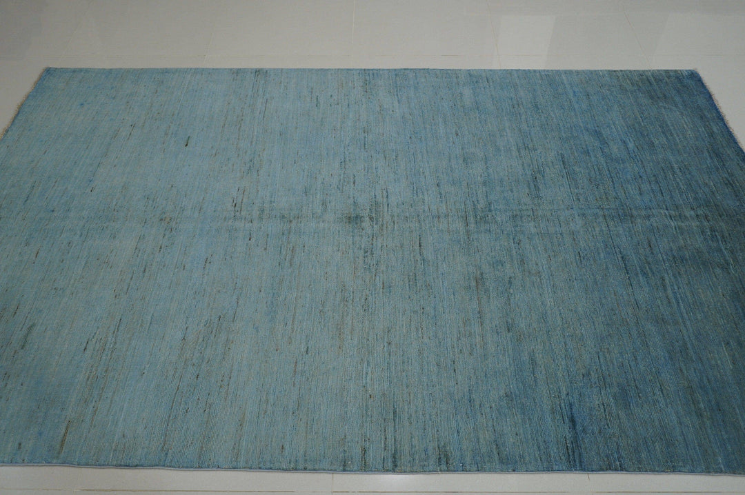 6x9 Overdyed Arctic Blue Handmade Plush wool Gabbeh Rug - Yildiz Rugs