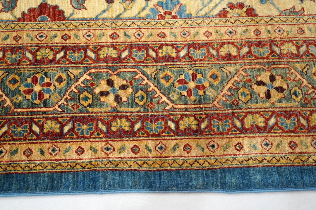 7x10 Blue Beige Vintage Persian Hand knotted Wool rug - Yildiz Rugs