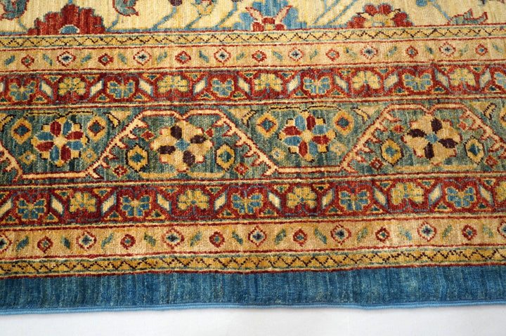 7x10 Blue Beige Vintage Persian Hand knotted Wool rug - Yildiz Rugs