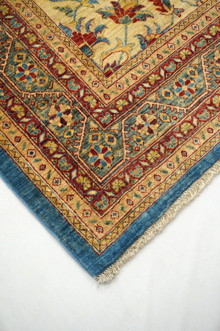 7x10 Blue Beige Vintage Persian Hand knotted Wool rug - Yildiz Rugs