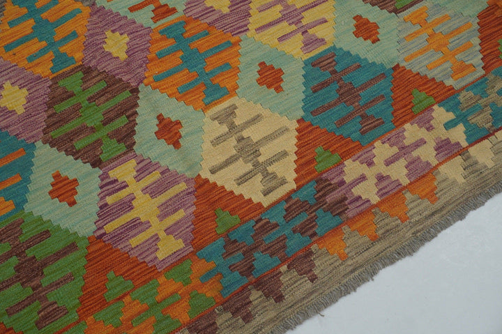 7x10 Boho Multicolor Afghan Hand Woven Wool Oriental Kilim Area Rug - Yildiz Rugs