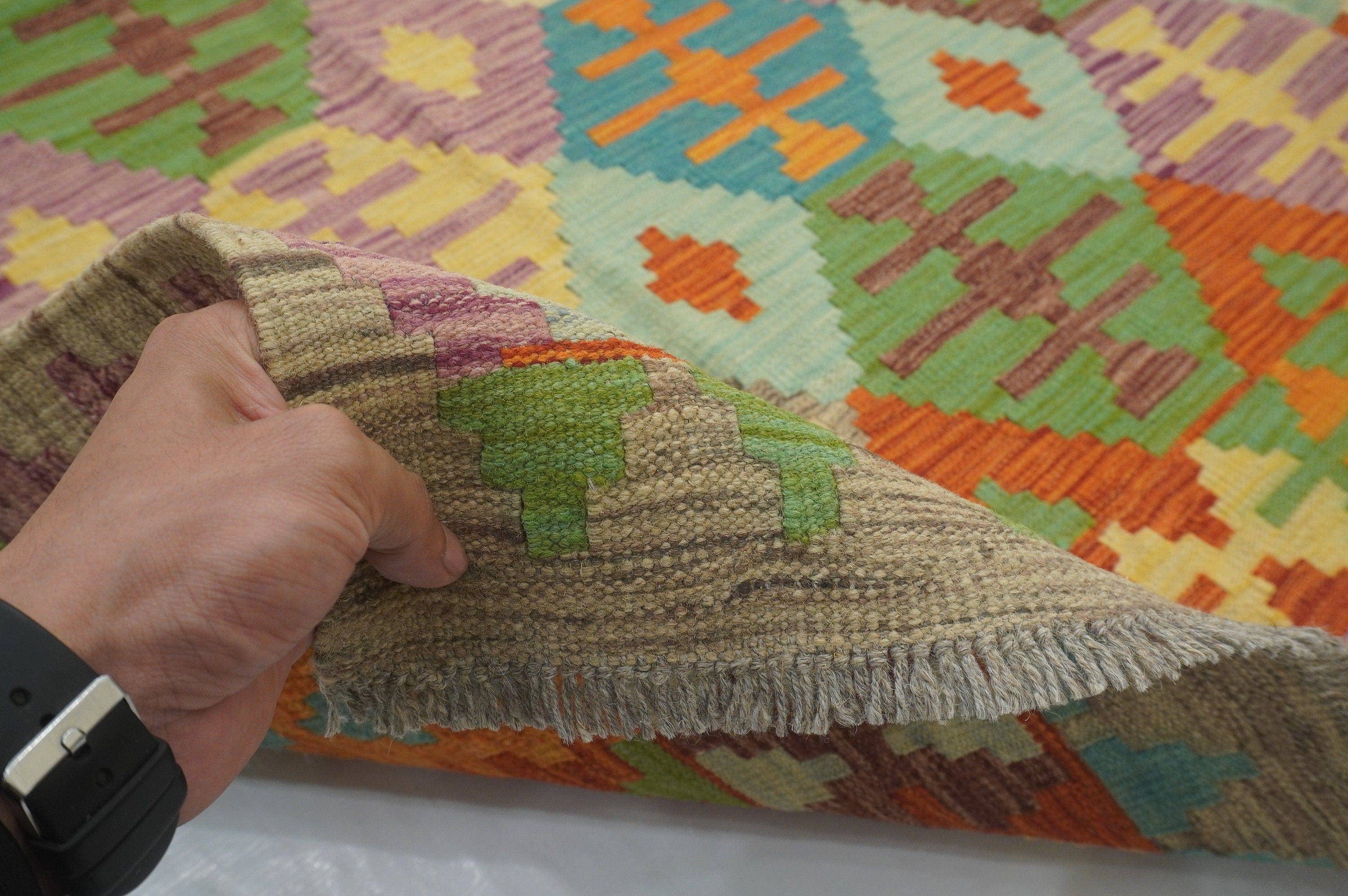 7x10 Boho Multicolor Afghan Hand Woven Wool Oriental Kilim Area Rug - Yildiz Rugs