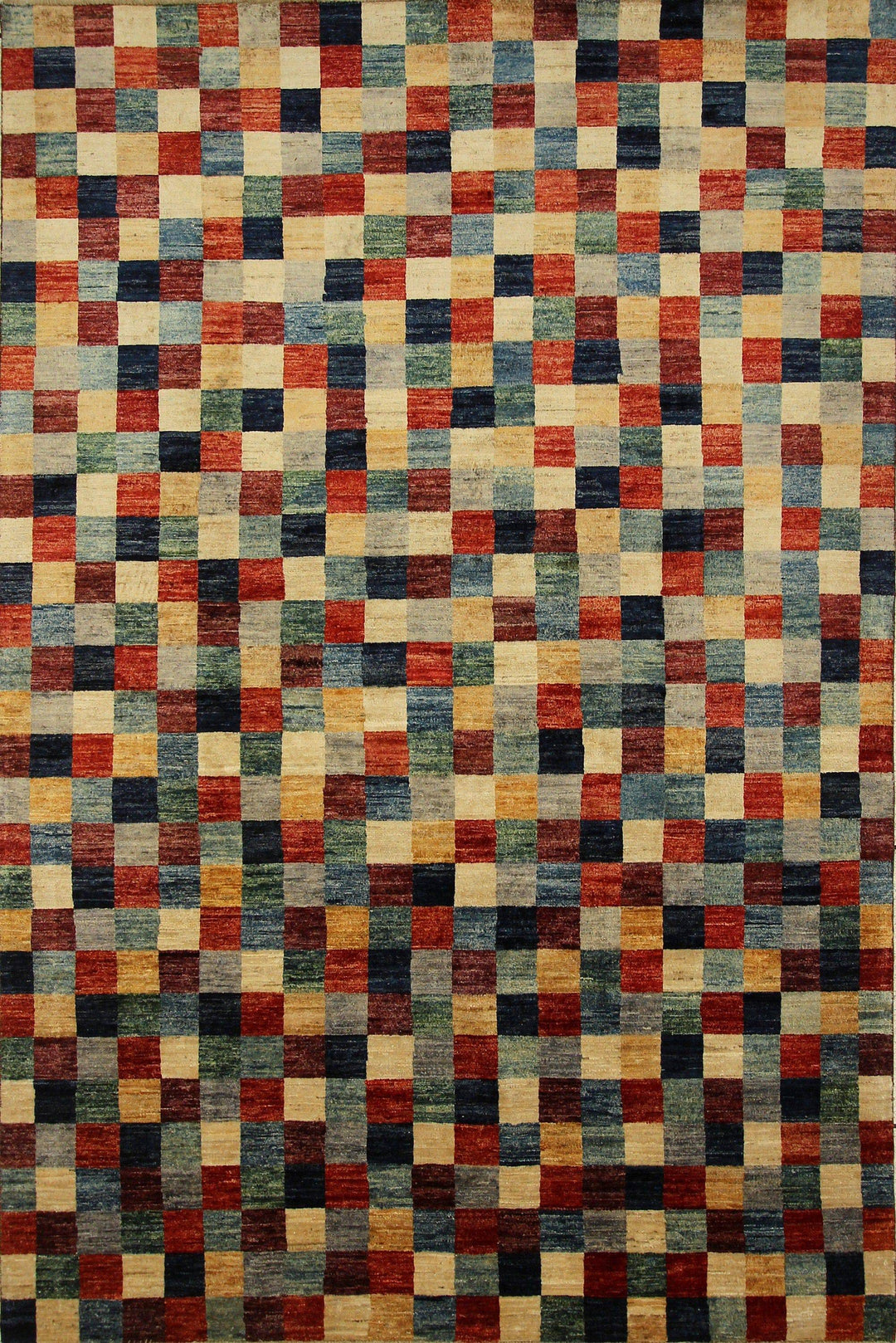 7x10 Checkered Gabbeh Multicolor Afghan Hand knotted Rug - Yildiz Rugs