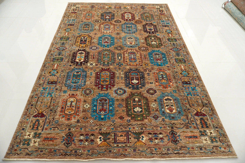 7x10 ft Baluch Brown Afghan Natural Dyes Handmade Wool Area Rug - Yildiz Rugs