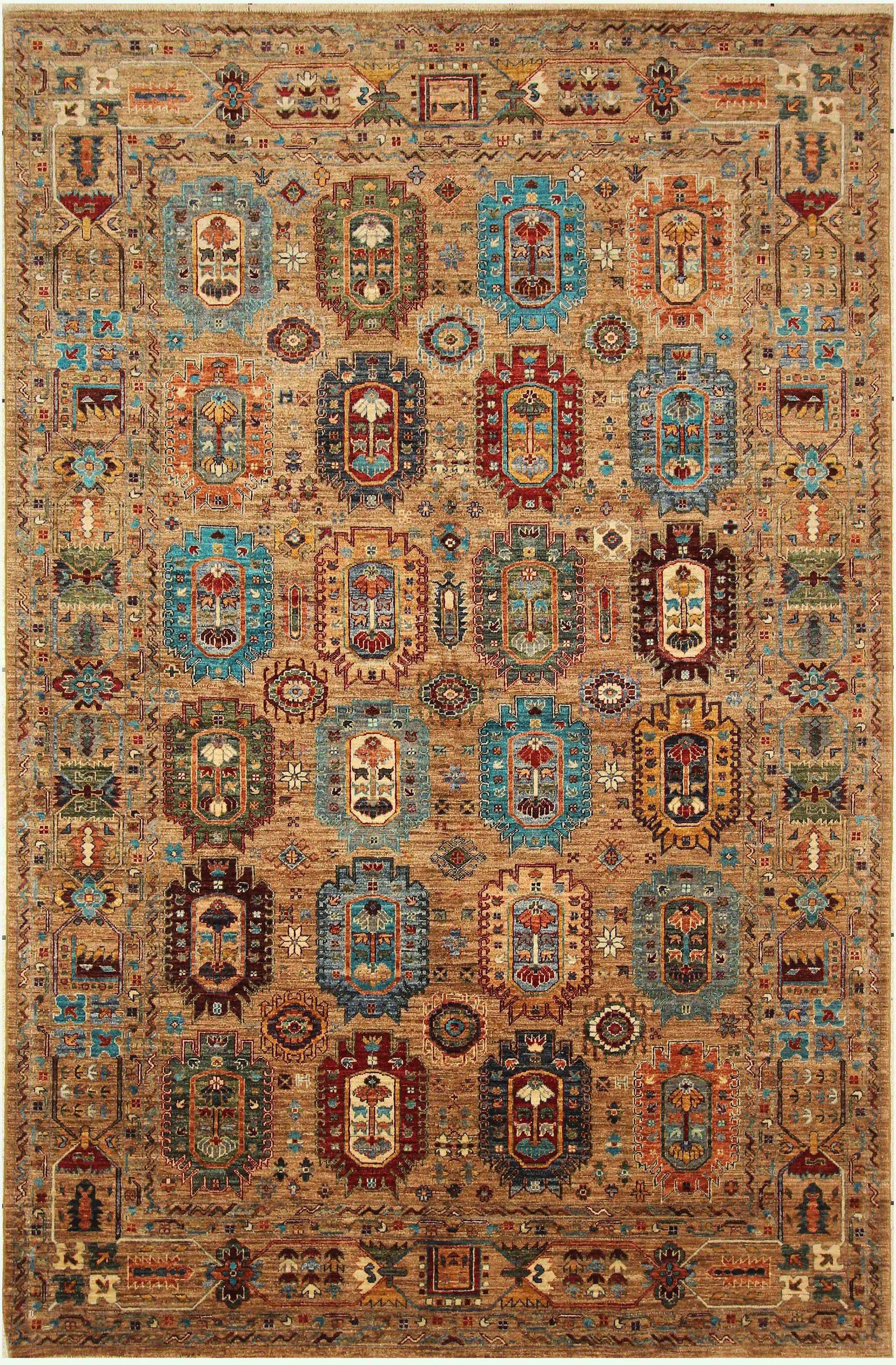 7x10 ft Baluch Brown Afghan Natural Dyes Handmade Wool Area Rug - Yildiz Rugs