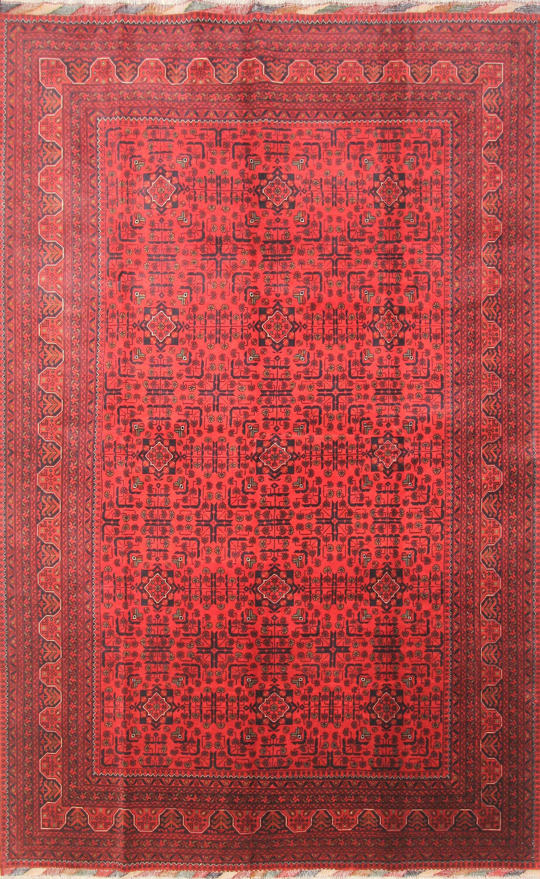 7x10 ft Khal Mohammadi Red Afghan Natural Dye Hand knotted wool Area Rug - Yildiz Rugs