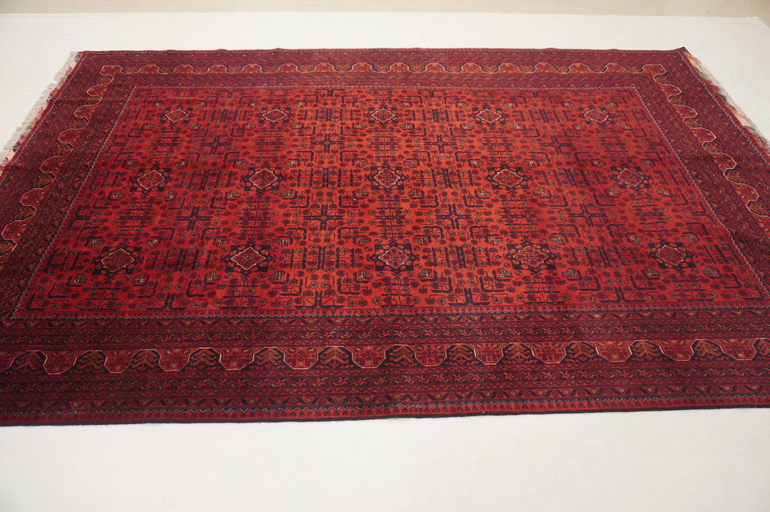 7x10 ft Khal Mohammadi Red Afghan Natural Dye Hand knotted wool Area Rug - Yildiz Rugs