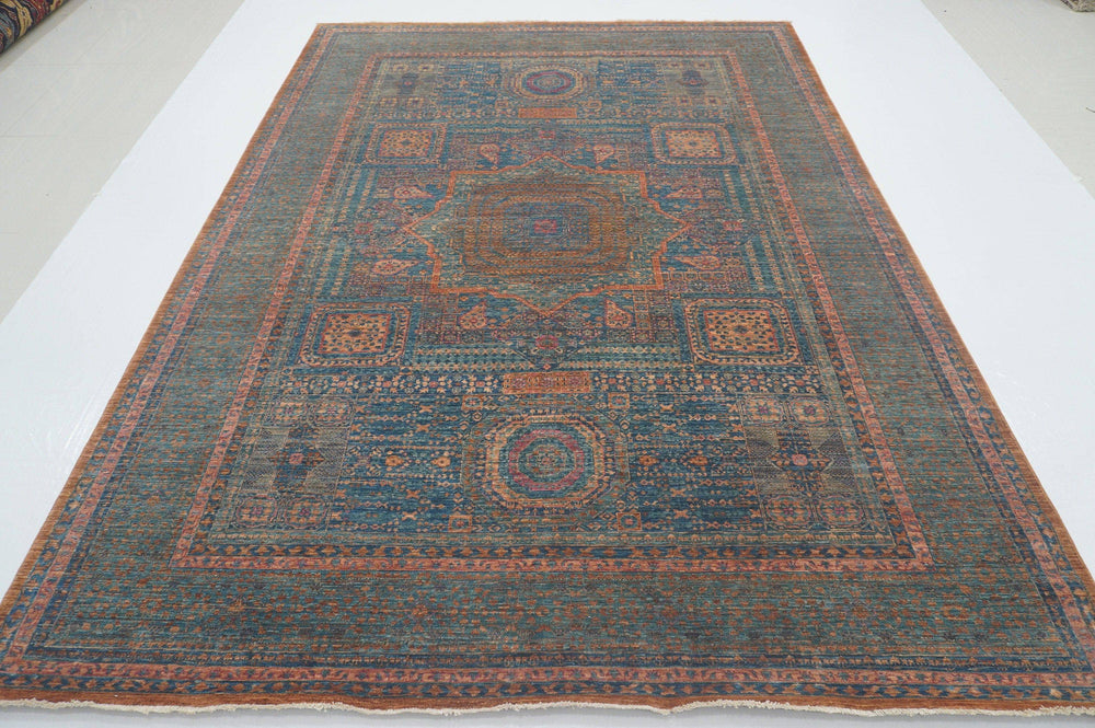 7x10 Mamluk Blue Green Hand knotted Turkish Rug - Yildiz Rugs