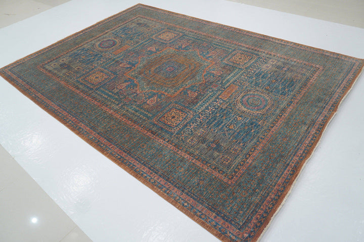 7x10 Mamluk Blue Green Hand knotted Turkish Rug - Yildiz Rugs