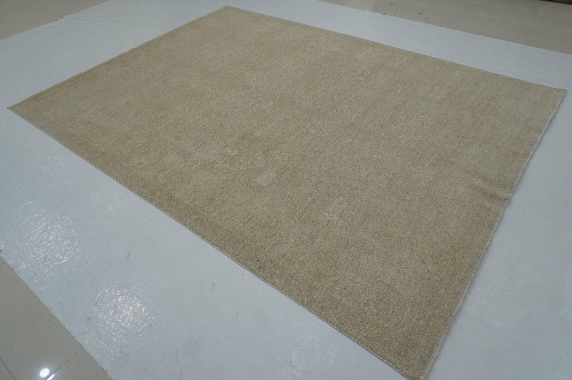 7x9 Vintage Muted Beige Persian Tabriz Hand knotted wool Rug - Yildiz Rugs