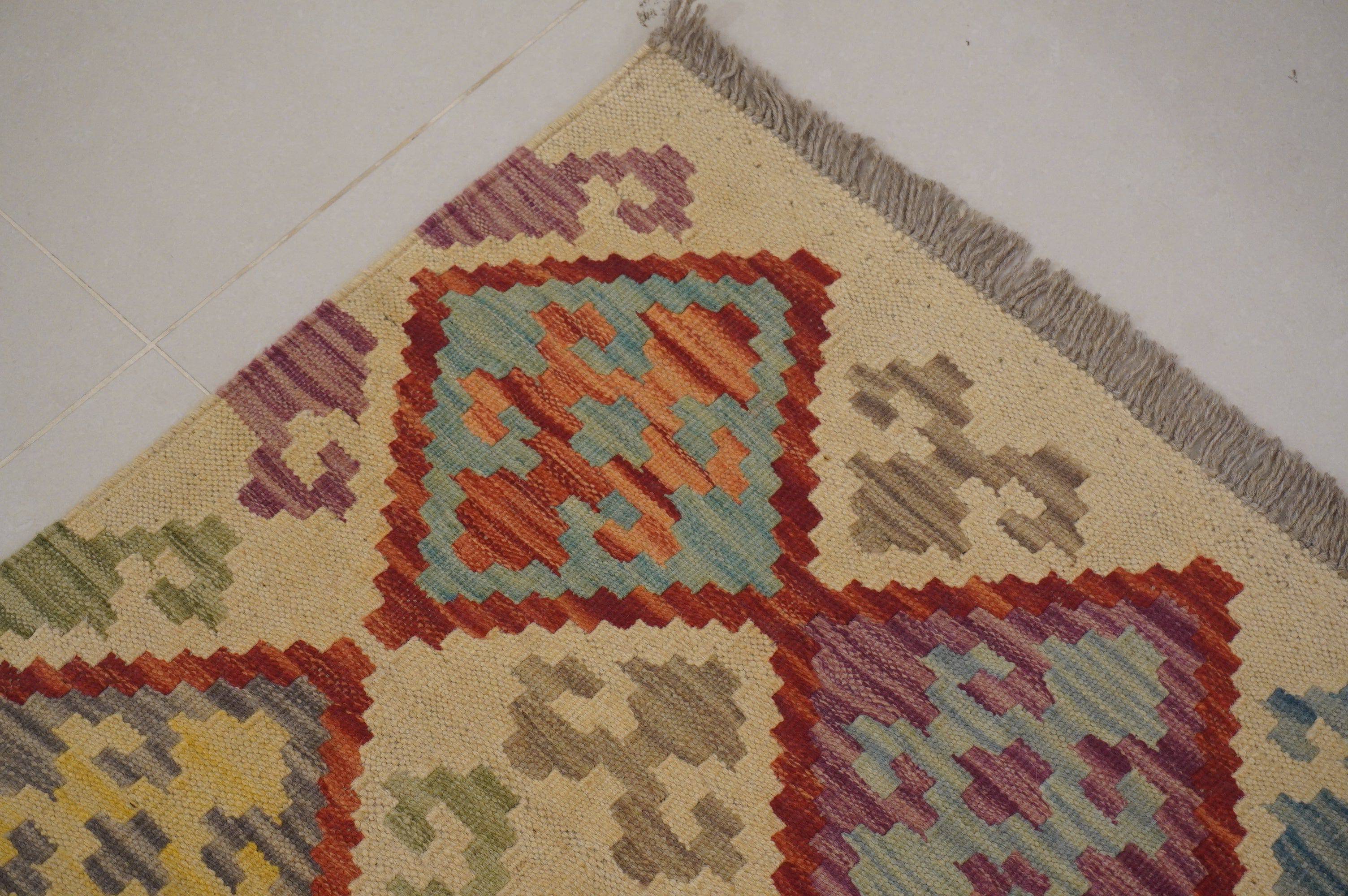 8'6x11'7 ft Afghan Kilim Rust Orange Beige Handmade Rug - Yildiz Rugs