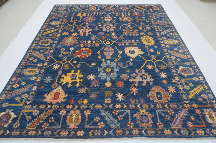 8x10 Indigo Navy Blue Hand knotted Turkish Oushak Rug - Yildiz Rugs