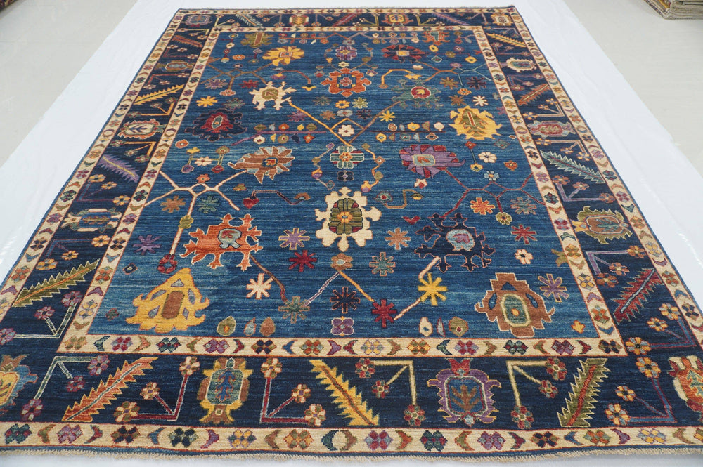 8x10 Indigo Navy Blue Hand knotted Turkish Oushak Rug - Yildiz Rugs