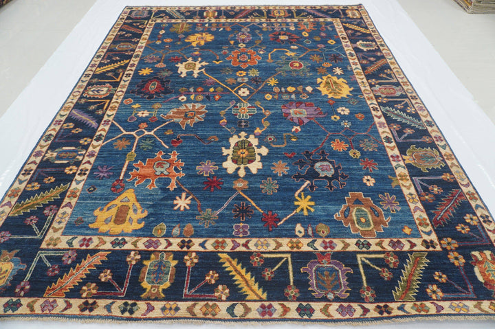 8x10 Indigo Navy Blue Hand knotted Turkish Oushak Rug - Yildiz Rugs