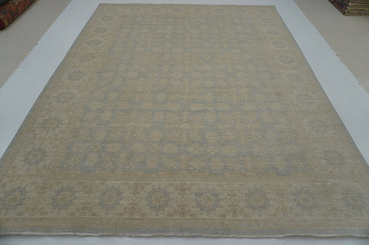 8x10 Muted Gray Beige Vintage Tabriz Afghan Hand knotted Rug - Yildiz Rugs