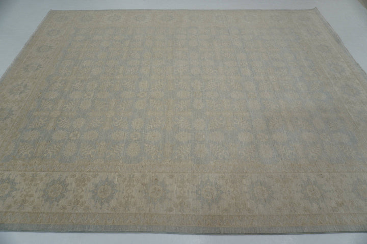 8x10 Muted Gray Beige Vintage Tabriz Afghan Hand knotted Rug - Yildiz Rugs