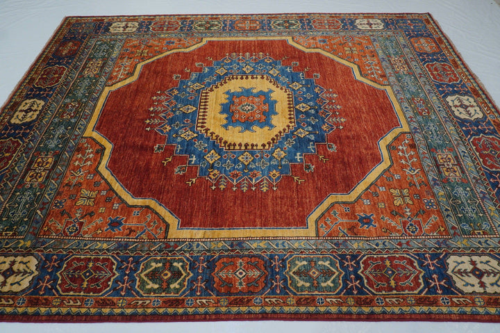 8x10 Red Heriz Afghan Hand knotted Wool Oriental Medallion Rug - Yildiz Rugs