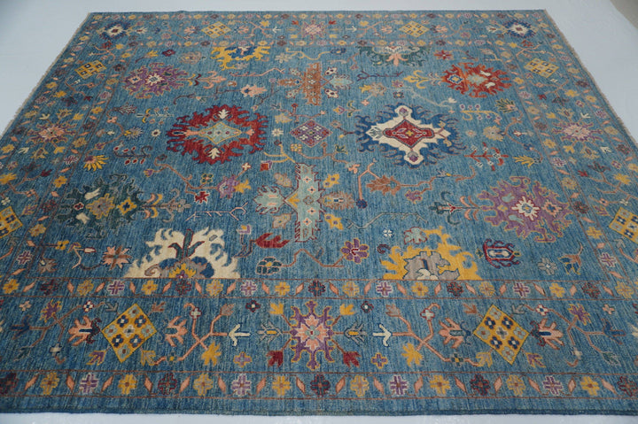 8x10 Soft Blue Oushak Hand knotted Turkish Rug - Yildiz Rugs