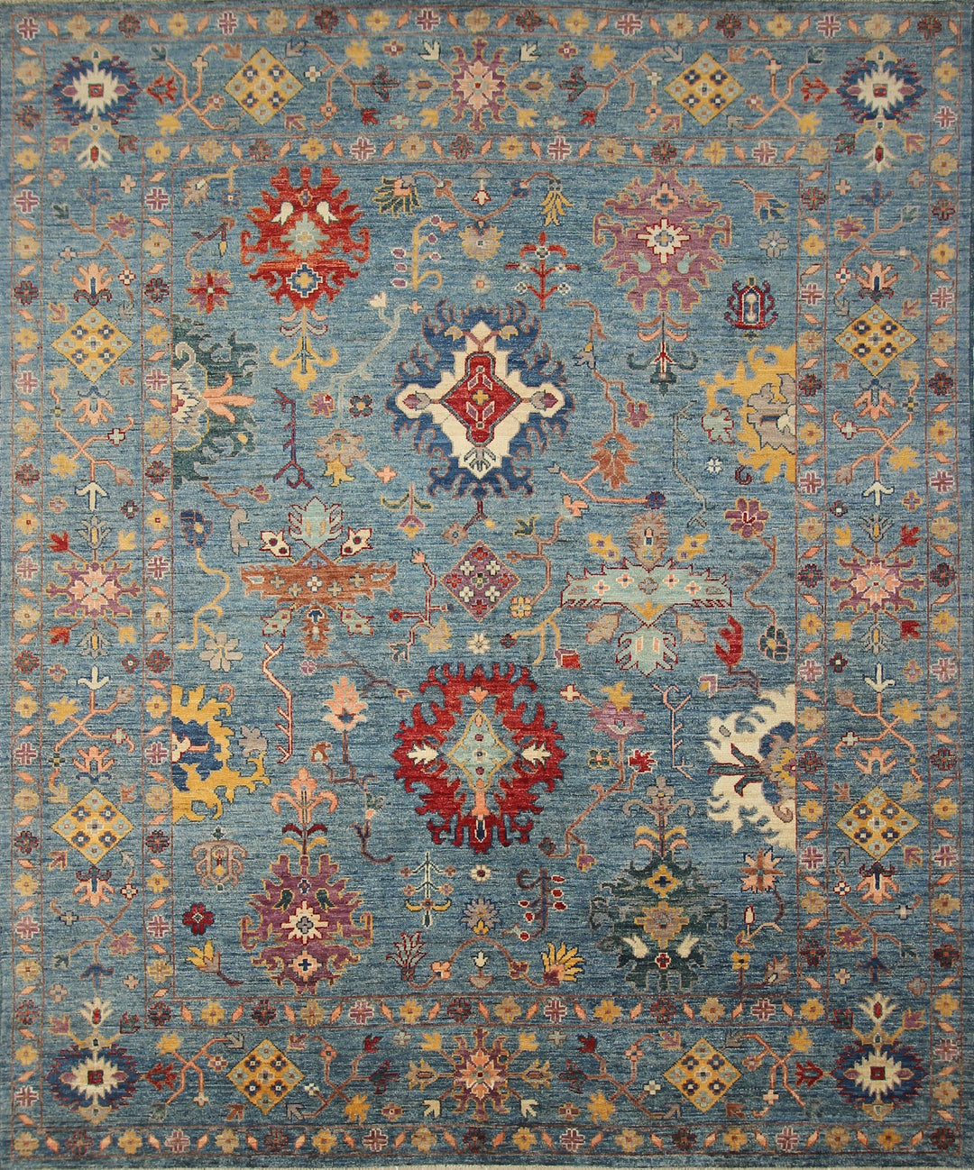 8x10 Soft Blue Oushak Hand knotted Turkish Rug - Yildiz Rugs