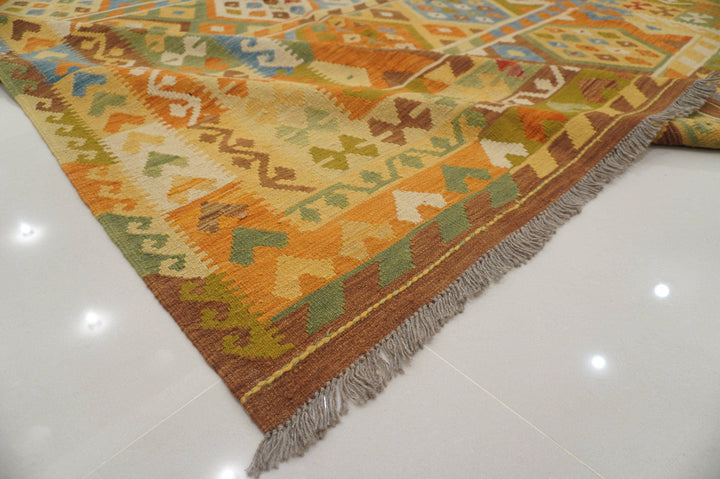 8x11 Afghan Beige Handmade Large Kilim Area Rug - Yildiz Rugs