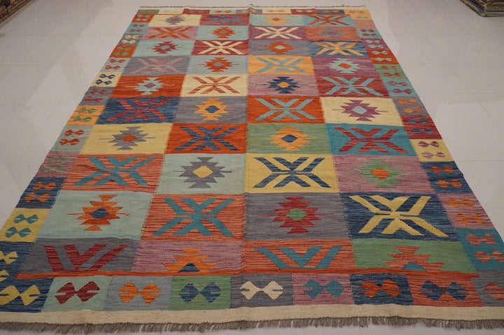 8x11 Multicolor Handmade Afghan Kilim Area Rug - Yildiz Rugs