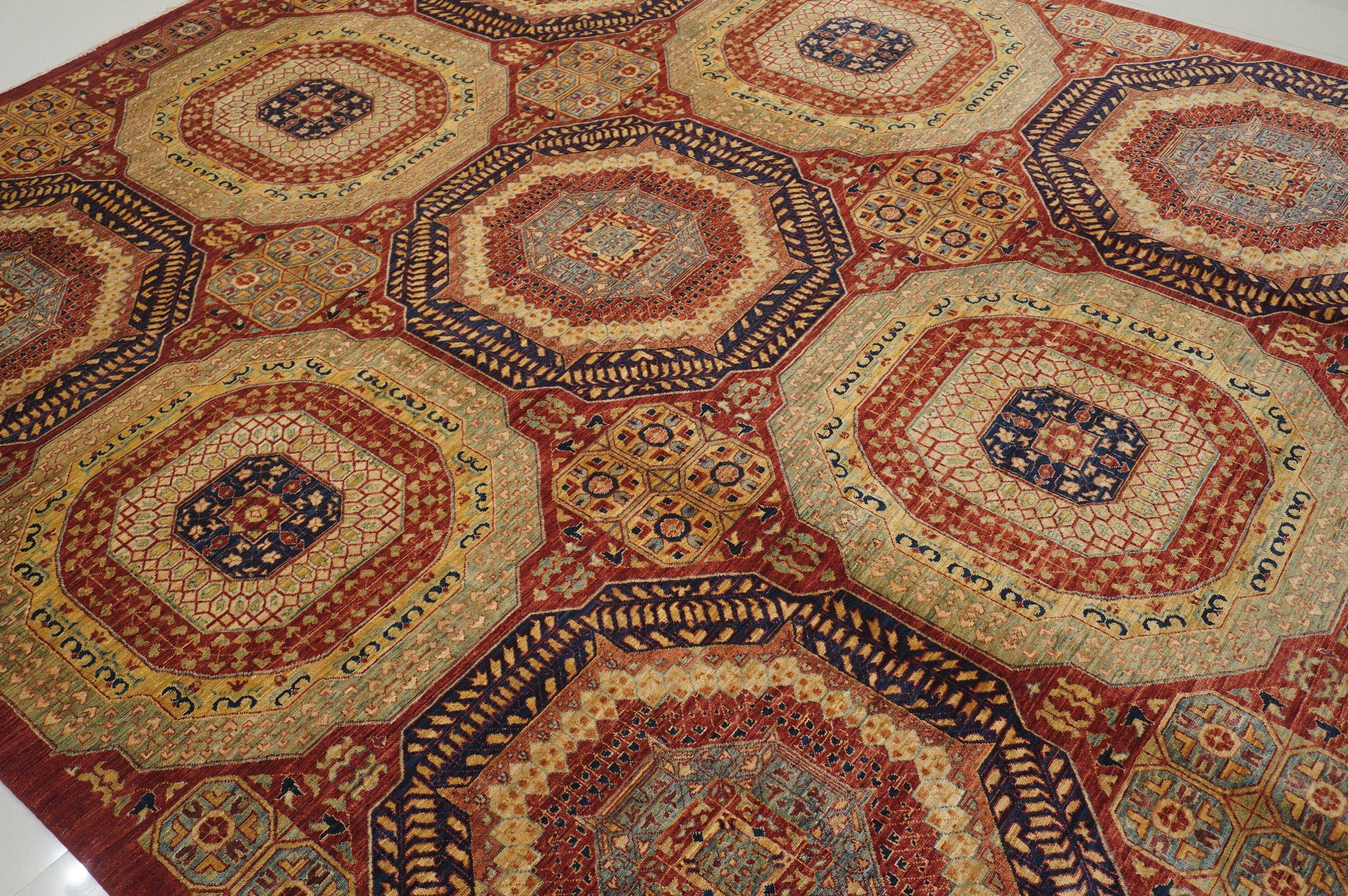 8x9 Red Vintage Mamluk Hand Knotted Wool Turkish Square Rug - Yildiz Rugs