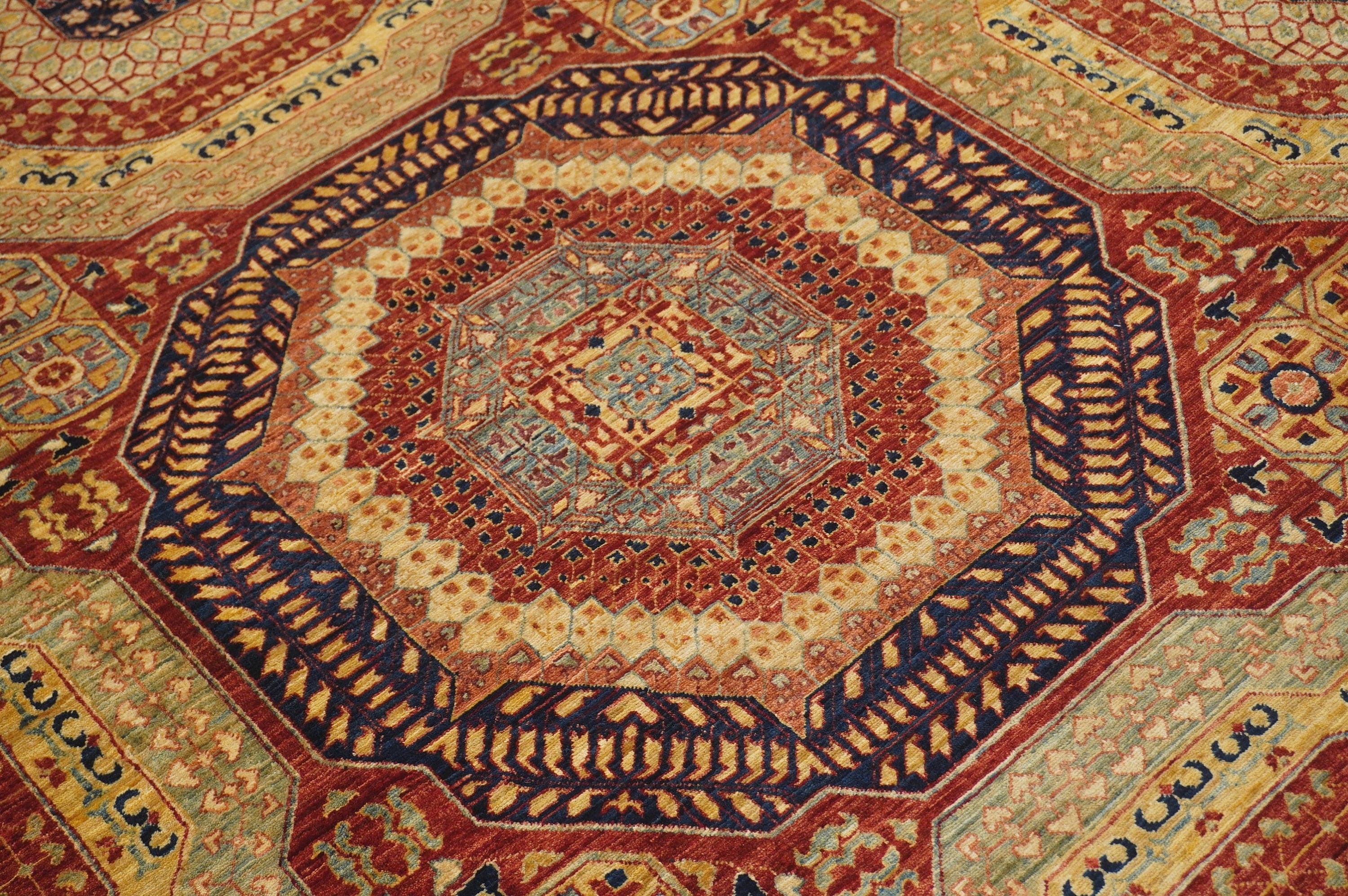 8x9 Red Vintage Mamluk Hand Knotted Wool Turkish Square Rug - Yildiz Rugs