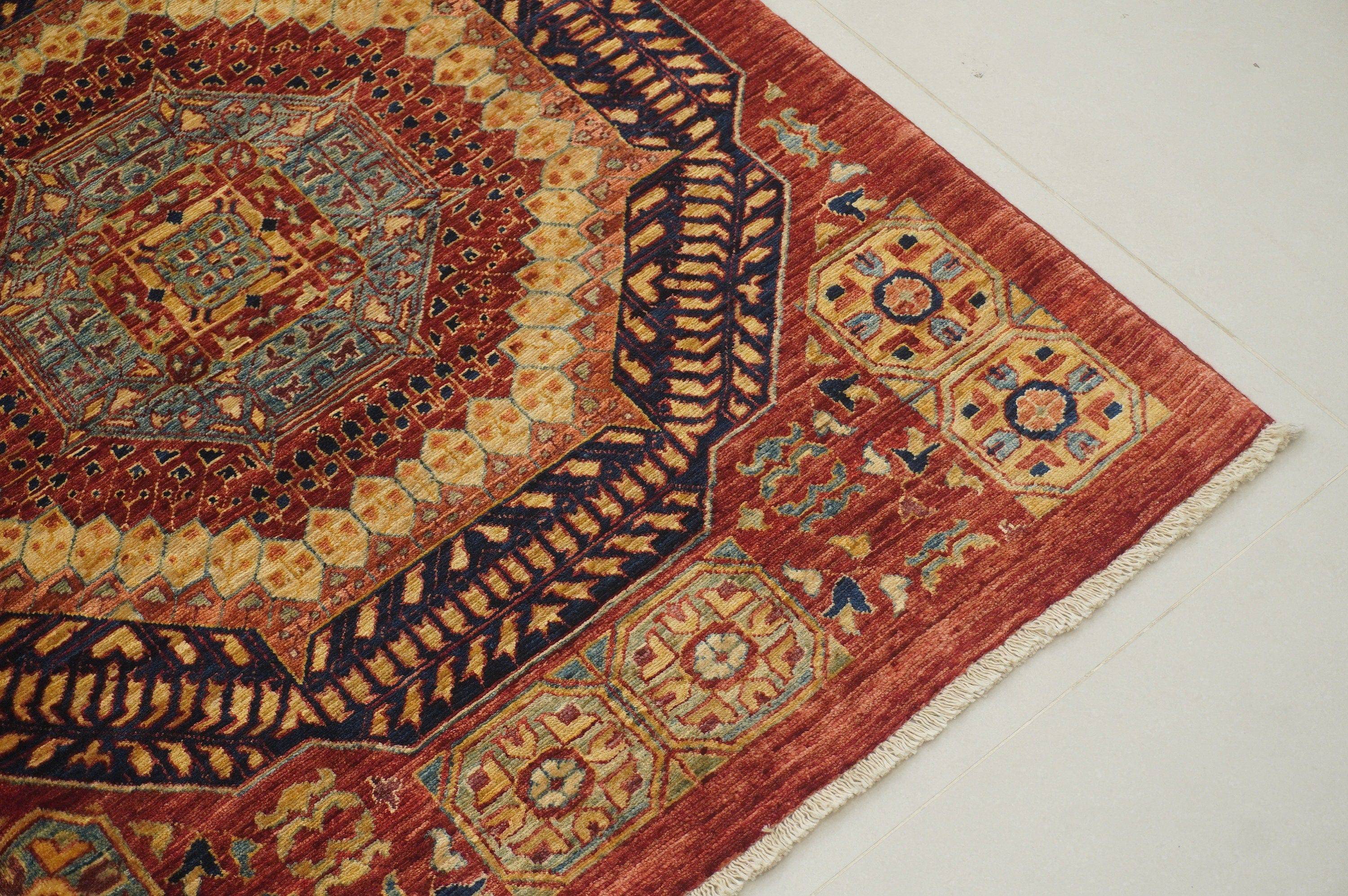 8x9 Red Vintage Mamluk Hand Knotted Wool Turkish Square Rug - Yildiz Rugs