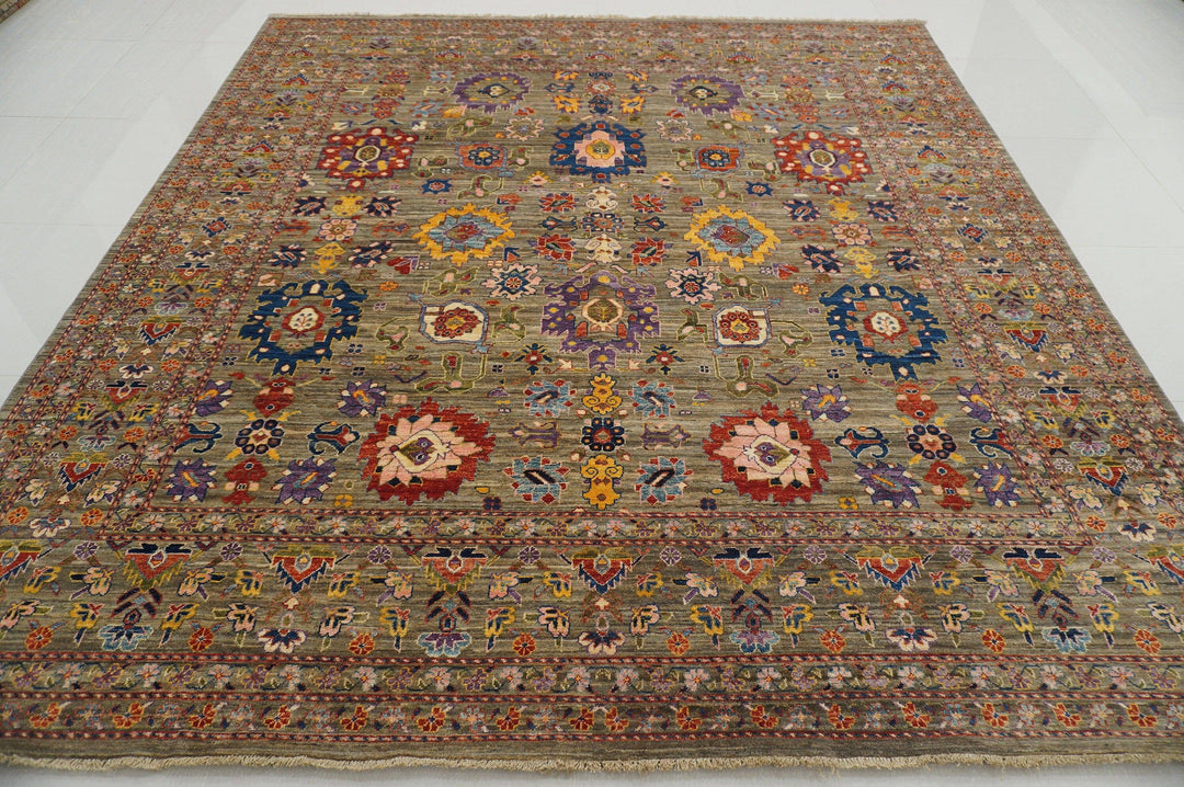 9x10 Square Bijar Gray Fine Quality Persian Handmade Rug - Yildiz Rugs