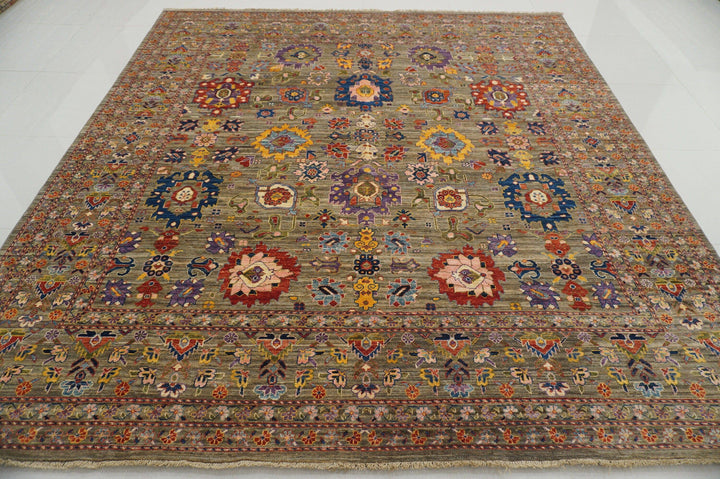 9x10 Square Bijar Gray Fine Quality Persian Handmade Rug - Yildiz Rugs