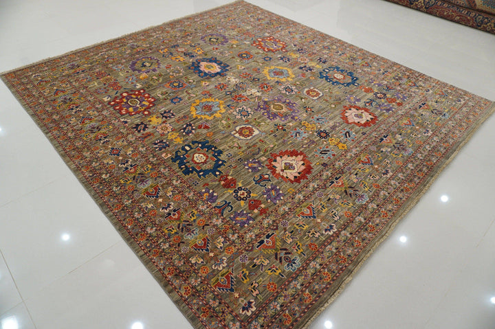 9x10 Square Bijar Gray Fine Quality Persian Handmade Rug - Yildiz Rugs