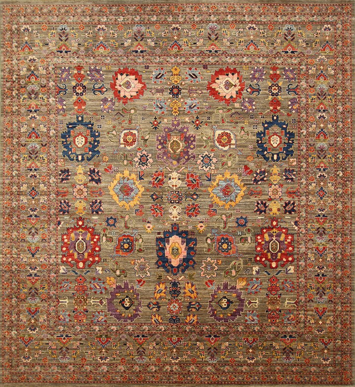 9x10 Square Bijar Gray Fine Quality Persian Handmade Rug - Yildiz Rugs