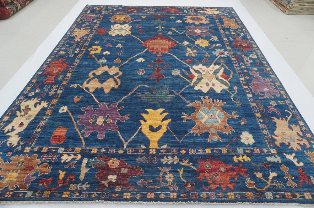 9x12 Dark Blue Oushak Hand knotted Modern Turkish Area Rug - Yildiz Rugs