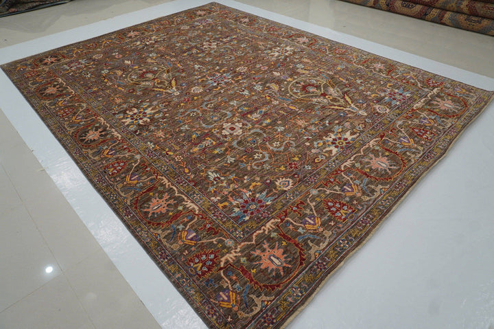 9x12 Gray Serapi Afghan Hand knotted Undyed Wool Oriental Area Rug - Yildiz Rugs