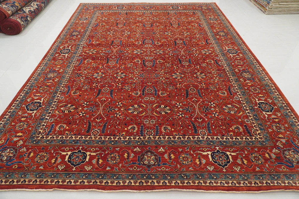 9x12 Heriz Deep Red Persian Style Hand knotted Area Rug - Yildiz Rugs