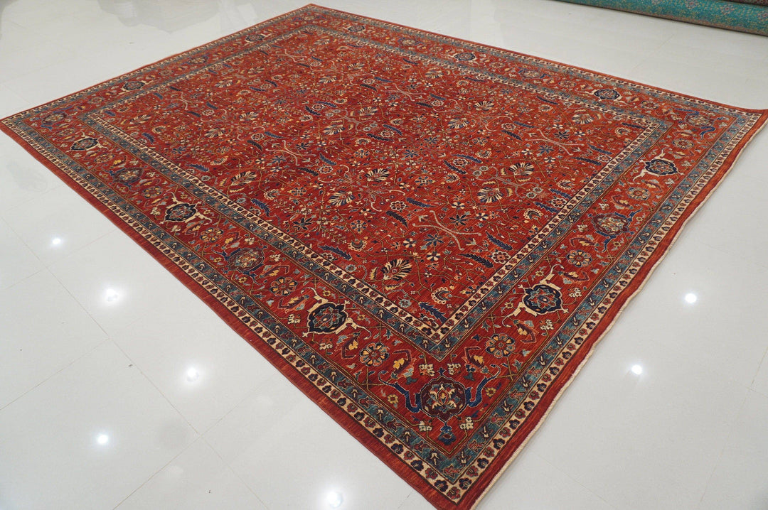 9x12 Heriz Deep Red Persian Style Hand knotted Area Rug - Yildiz Rugs